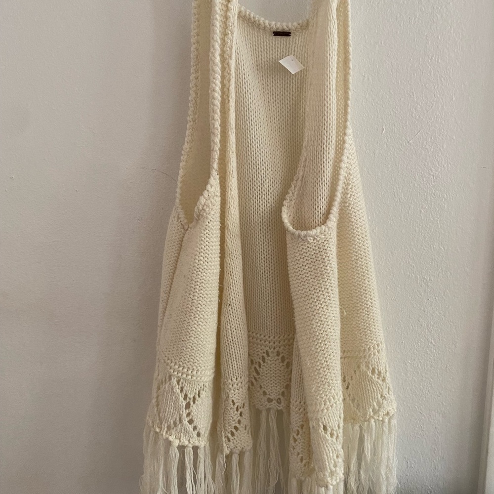 Boho Cream Knit Sweater Vest